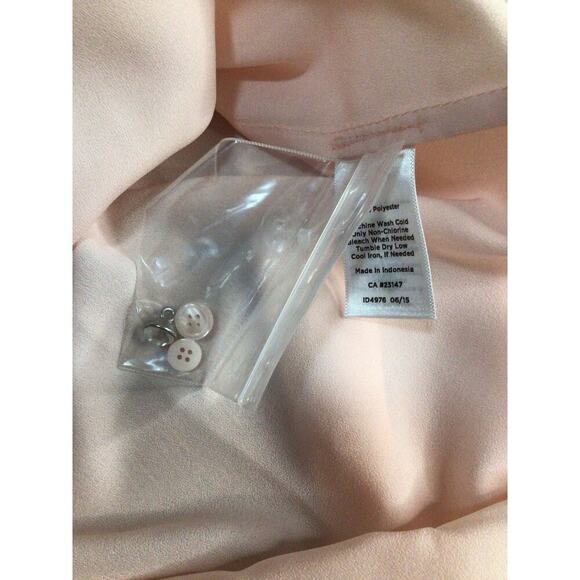 Talbots Pink Semi Sheer Pleated Tuxedo Style Button Down Blouse Size S Petite - Picture 4 of 9